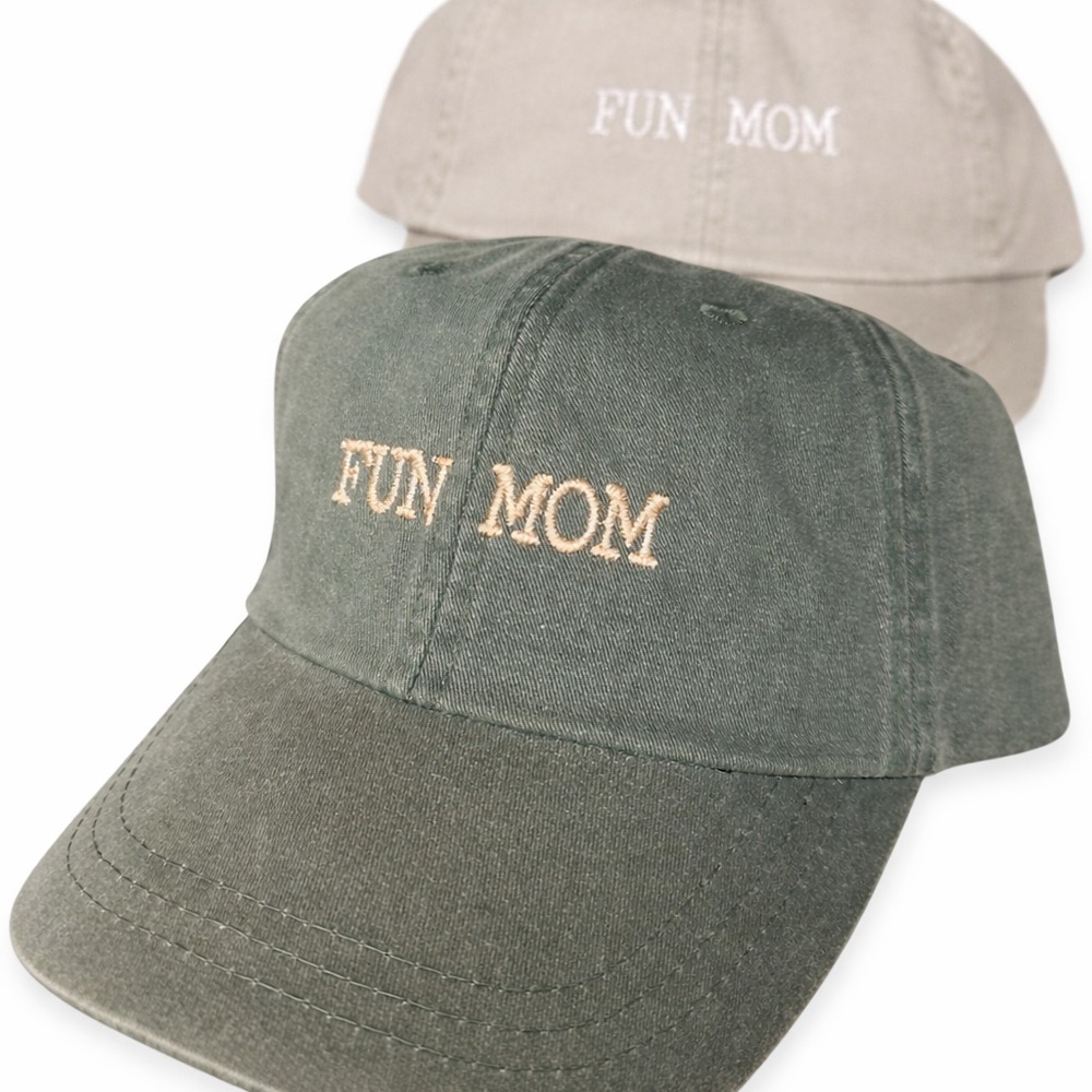 Fun Mom Embroidered Baseball Cap - Stone